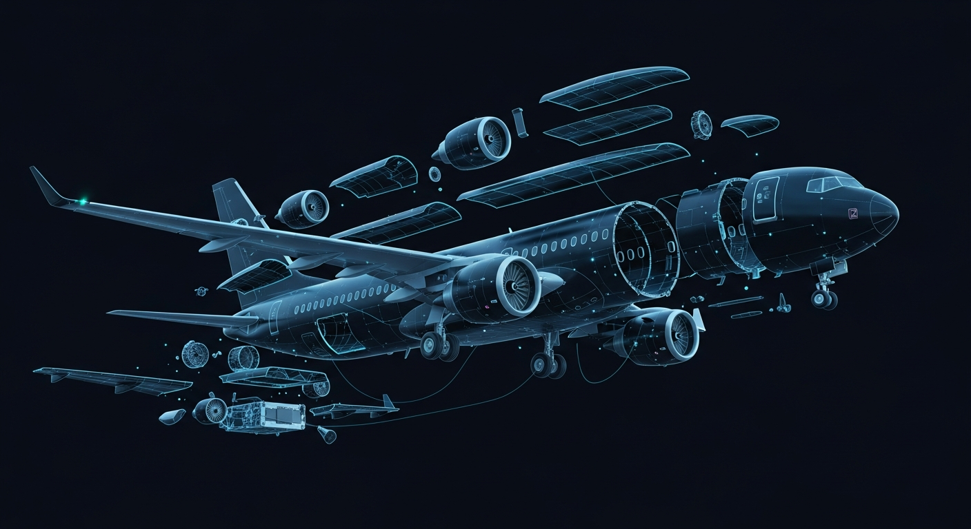 Aircraft components deconstructed — maintenance cost breakdown view